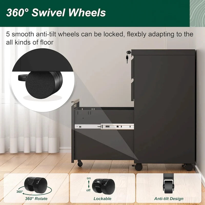 Rollcontainer/Standcontainer mit 3 Schubladen für das Home Office
