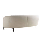 3-Sitzer geschwungenes Sofa mit Kugel-Kissen, Leinenmischung Beige