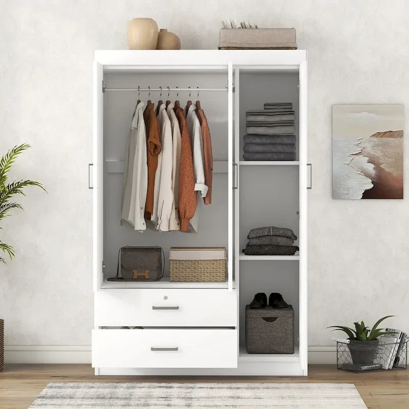 3-türiger Kleiderschrank mit 2 Schubladen