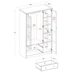 3-türiger Kleiderschrank – Weiß/Mokka/Java – Massivholz