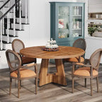 47 Zoll runder Esstisch für 4 Personen, Holztisch im Landhausstil für Küche, Esszimmer, Wohnzimmer