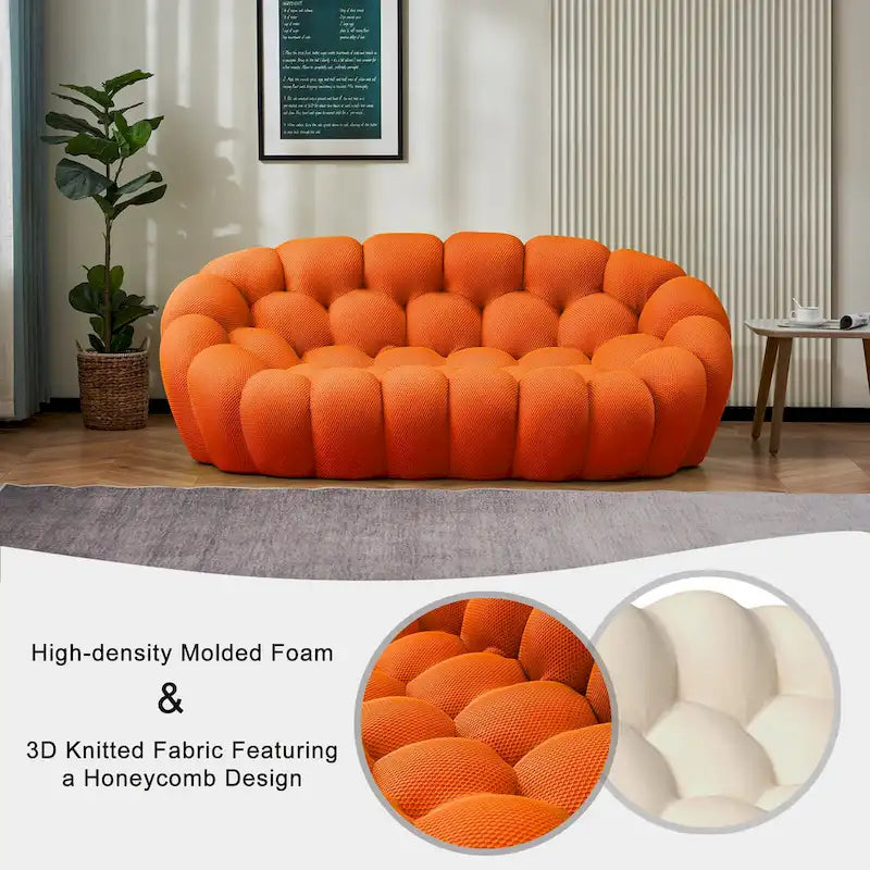 2-Sitzer Blasen-Sofa, geschwungen, Wabenform mit 3D-Textilgewebe für Wohnzimmer, Salon, Apartment