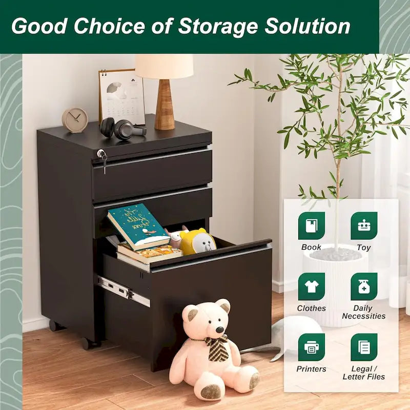 Rollcontainer/Standcontainer mit 3 Schubladen für das Home Office