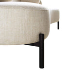 3-Sitzer geschwungenes Sofa mit Kugel-Kissen, Leinenmischung Beige