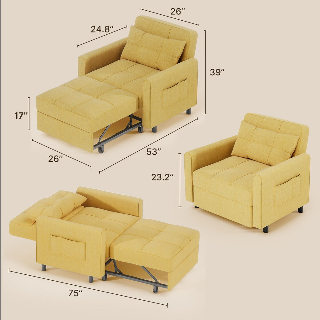 3-in-1 verstellbares Schlafsofa, ausziehbares Sesselsofa, umwandelbares Klappbett für das Wohnzimmer