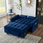 4-in-1 Loveseat Schlafsofa mit Armlehnen & Aufbewahrungstaschen, Multifunktionales getuftetes Ausziehsofa mit verstellbarer Rückenlehne