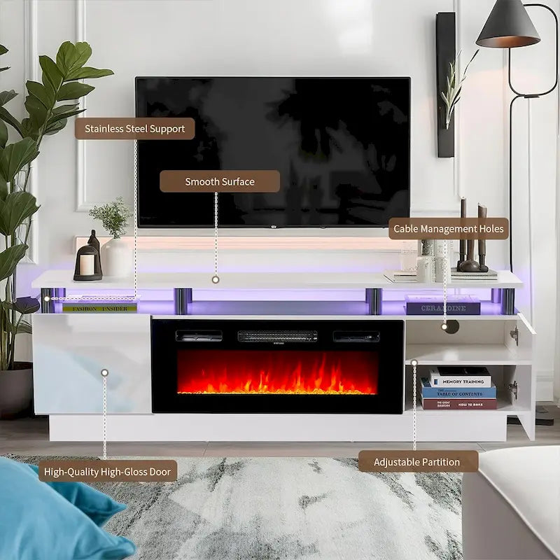 70  TV-Ständer mit Elektrokamin, 36  Elektrokamin