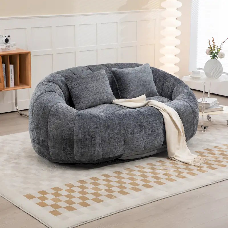 Graues modernes Chaiselongue-Sofa aus Chenille, 59 Zoll