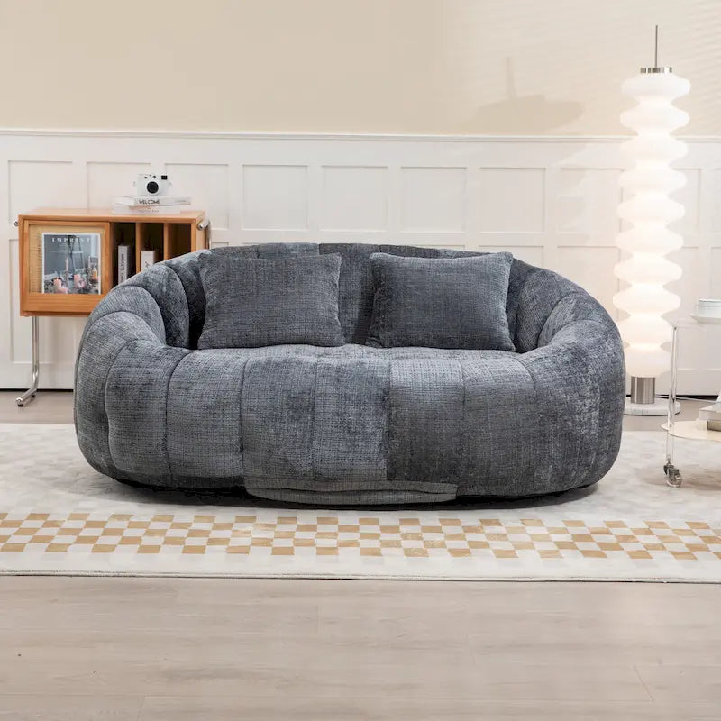 Graues modernes Chaiselongue-Sofa aus Chenille, 59 Zoll