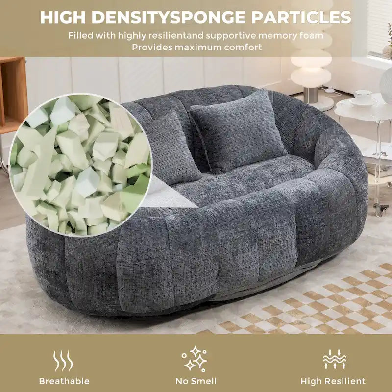Graues modernes Chaiselongue-Sofa aus Chenille, 59 Zoll