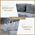 Graues modernes Chaiselongue-Sofa aus Chenille, 59 Zoll