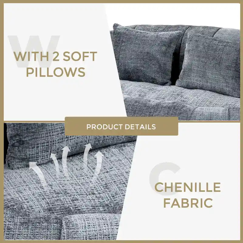 Graues modernes Chaiselongue-Sofa aus Chenille, 59 Zoll