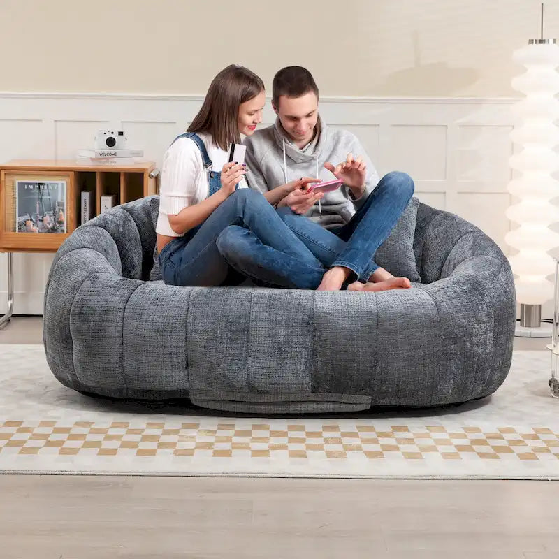 Graues modernes Chaiselongue-Sofa aus Chenille, 59 Zoll