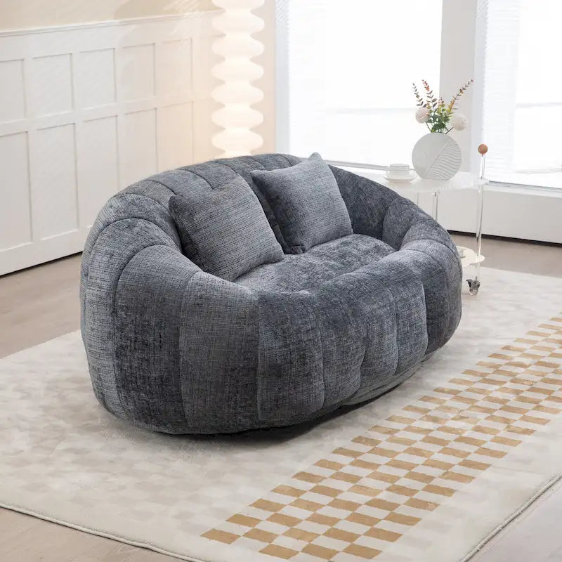 Graues modernes Chaiselongue-Sofa aus Chenille, 59 Zoll
