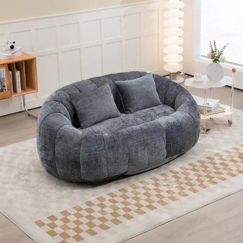 Graues modernes Chaiselongue-Sofa aus Chenille, 59 Zoll