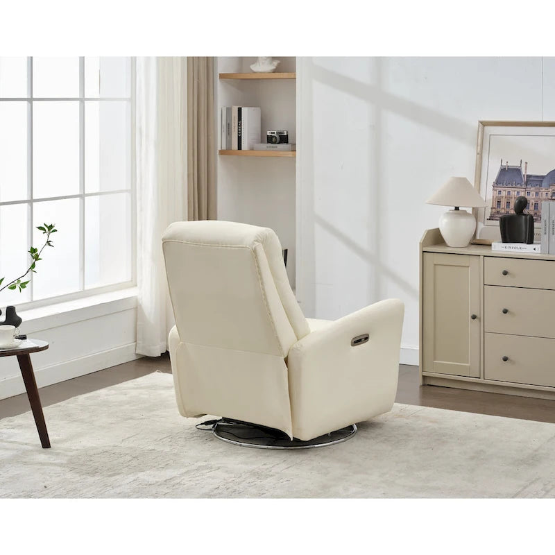 Schaukelsessel aus Kunstleder mit Gleitfunktion und Liegefunktion, ergonomische Rückenlehne, USB-Anschlüsse