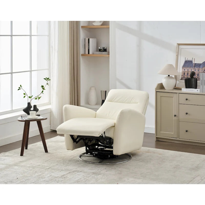 Schaukelsessel aus Kunstleder mit Gleitfunktion und Liegefunktion, ergonomische Rückenlehne, USB-Anschlüsse
