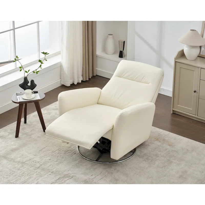 Schaukelsessel aus Kunstleder mit Gleitfunktion und Liegefunktion, ergonomische Rückenlehne, USB-Anschlüsse