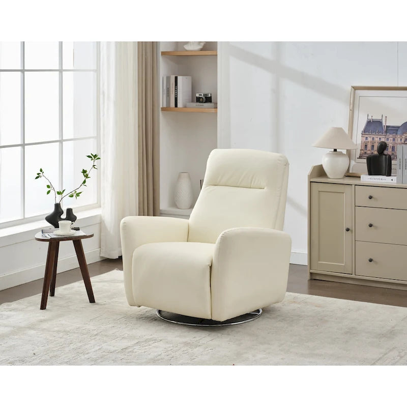 Schaukelsessel aus Kunstleder mit Gleitfunktion und Liegefunktion, ergonomische Rückenlehne, USB-Anschlüsse