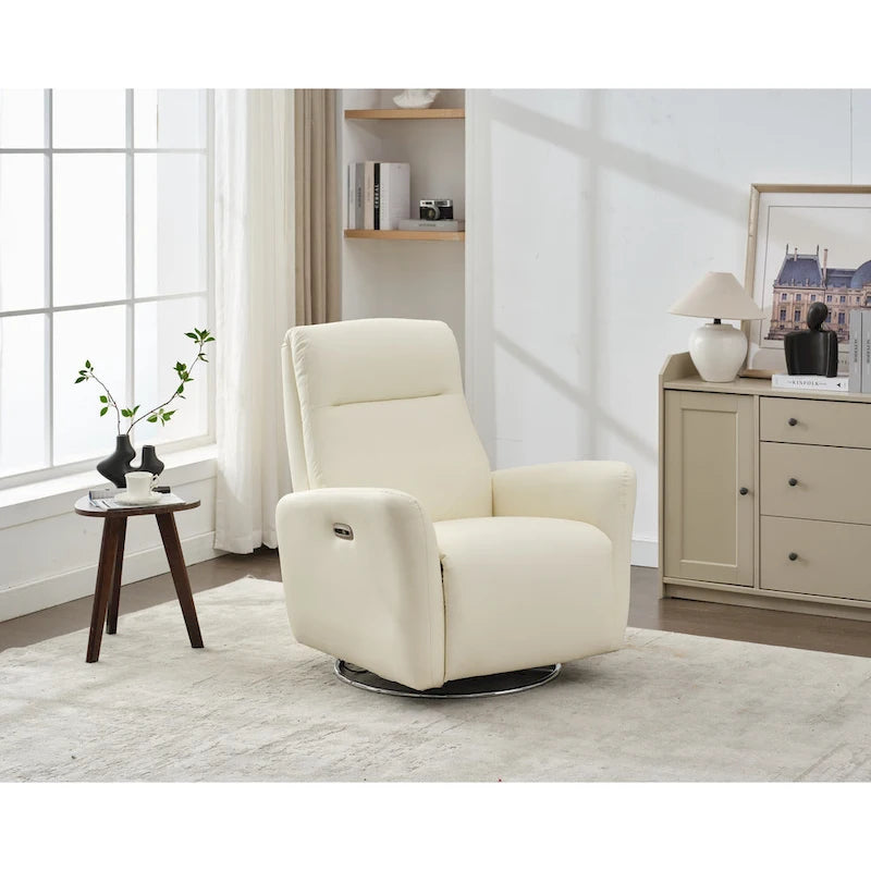 Schaukelsessel aus Kunstleder mit Gleitfunktion und Liegefunktion, ergonomische Rückenlehne, USB-Anschlüsse