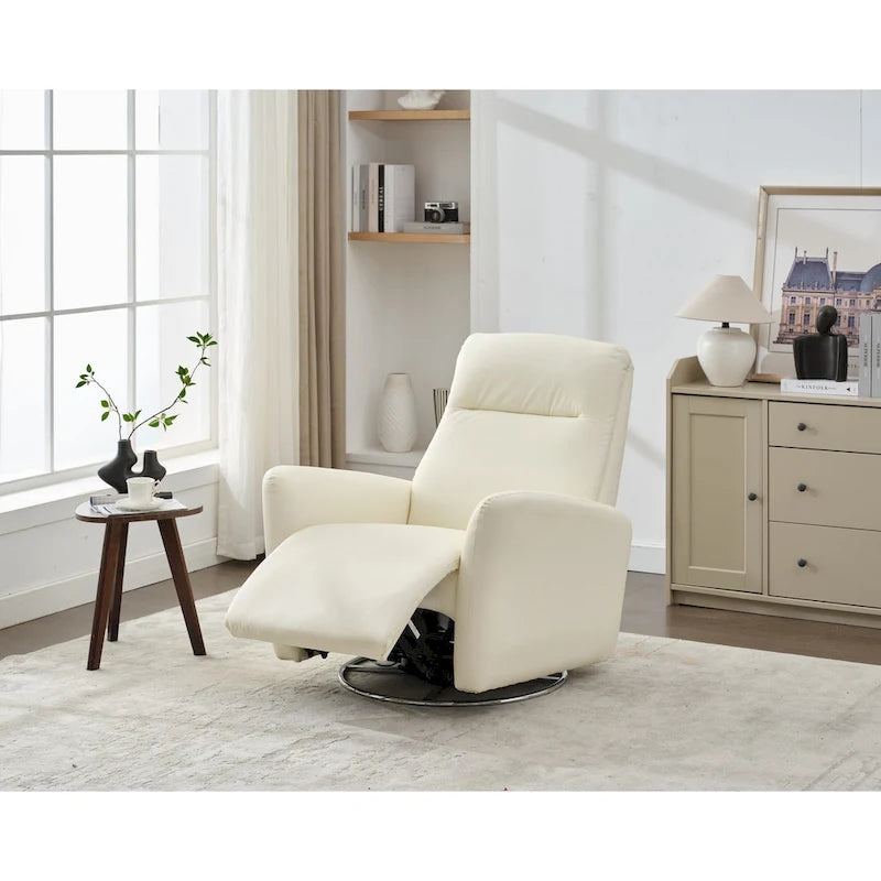Schaukelsessel aus Kunstleder mit Gleitfunktion und Liegefunktion, ergonomische Rückenlehne, USB-Anschlüsse