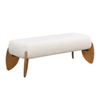 - Clara White Bouclé Ottoman-Sitzbank – 122 cm B x 49,5 cm T x 43 cm H
