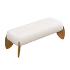 - Clara White Bouclé Ottoman-Sitzbank – 122 cm B x 49,5 cm T x 43 cm H