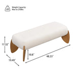 - Clara White Bouclé Ottoman-Sitzbank – 122 cm B x 49,5 cm T x 43 cm H