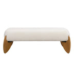 - Clara White Bouclé Ottoman-Sitzbank – 122 cm B x 49,5 cm T x 43 cm H