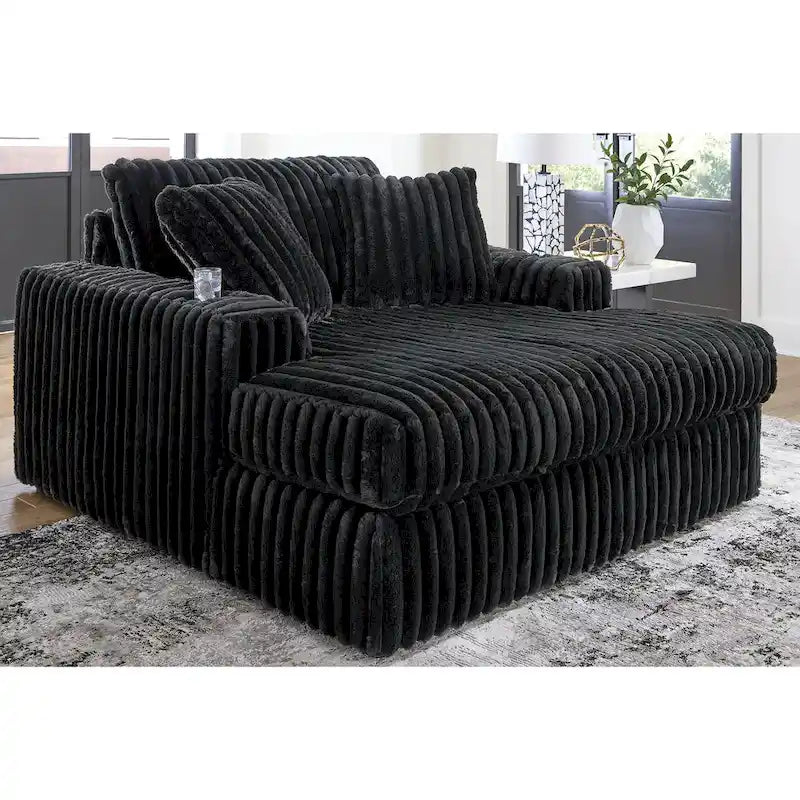  Midnight-Madness Black Oversized Chaise - 64  W x 68  D x 41  H