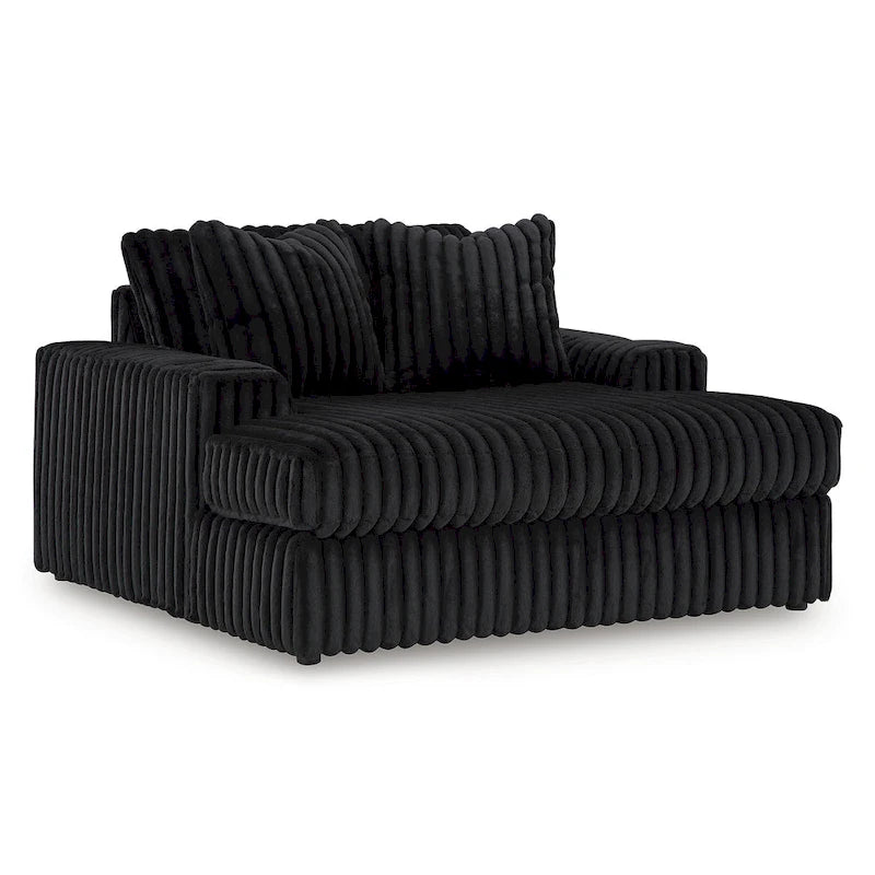Midnight-Madness Schwarze überdimensionale Chaiselongue – 163 B x 173 T x 104 H cm