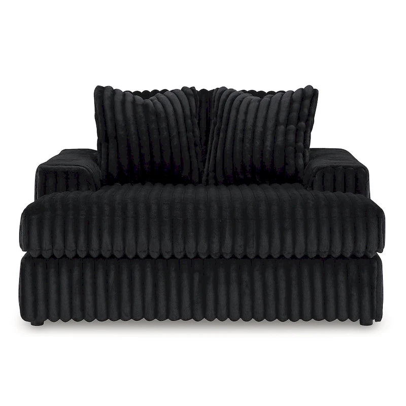 Midnight-Madness Schwarze überdimensionale Chaiselongue – 163 B x 173 T x 104 H cm