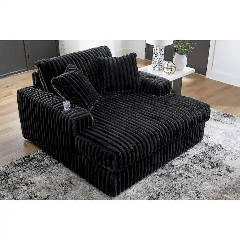 Midnight-Madness Schwarze überdimensionale Chaiselongue – 163 B x 173 T x 104 H cm