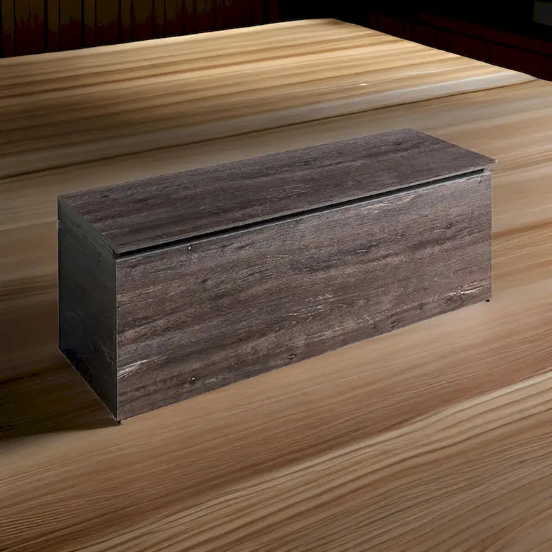 Schmale Aufbewahrungsbanktruhe mit Sicherheitsscharnieren, aufklappbarer Platte, Holz im Bauernhaus-Stil Grau
