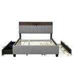 Polsterbett mit Stauraum-Kopfteil, Twin XL Ausziehbett und 2 Schubladen