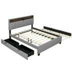 Polsterbett mit Stauraum-Kopfteil, Twin XL Ausziehbett und 2 Schubladen