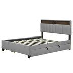 Polsterbett mit Stauraum-Kopfteil, Twin XL Ausziehbett und 2 Schubladen