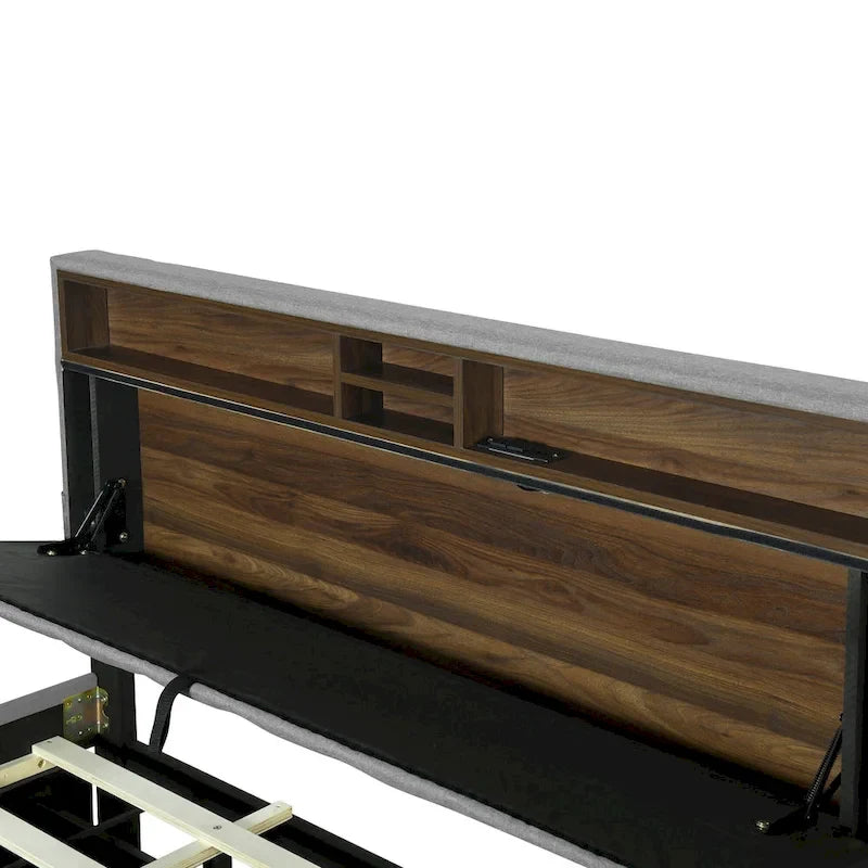 Polsterbett mit Stauraum-Kopfteil, Twin XL Ausziehbett und 2 Schubladen