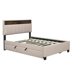 Polsterbett mit Stauraum-Kopfteil, Twin XL Ausziehbett und 2 Schubladen