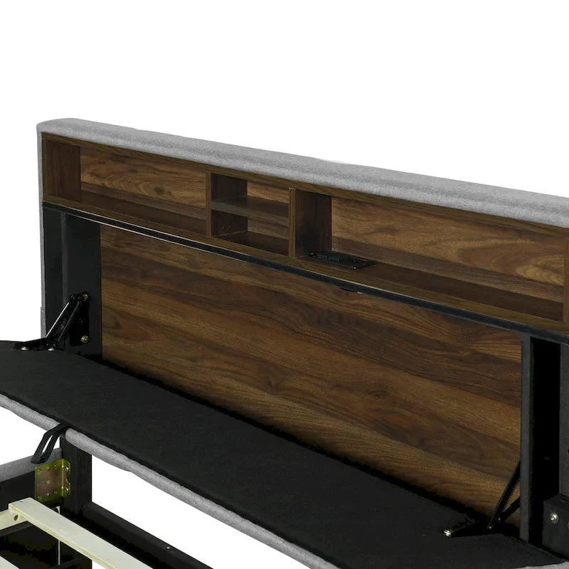 Polsterbett mit Stauraum-Kopfteil, Twin XL Ausziehbett und 2 Schubladen