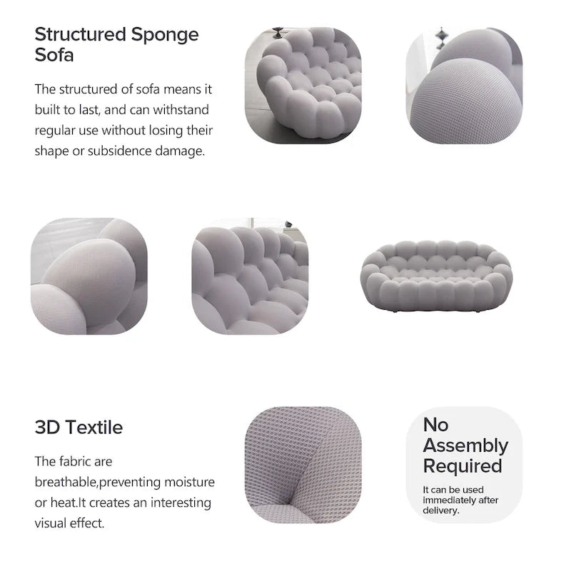 2-Sitzer Blasen-Sofa, geschwungen, Wabenform mit 3D-Textilgewebe für Wohnzimmer, Salon, Apartment