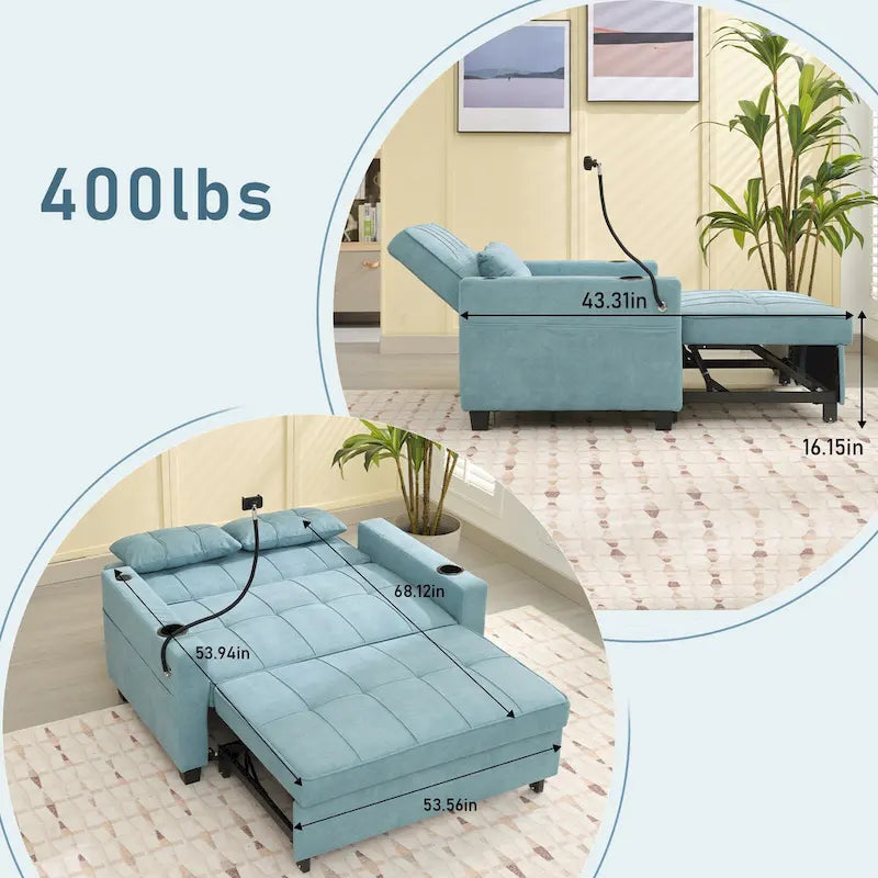 3-in-1 Schlafsofa ausziehbar mit USB-Anschlüssen