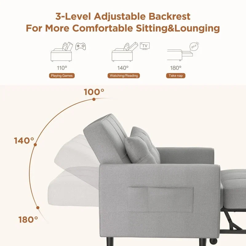 3-in-1 verstellbares Schlafsofa, ausziehbares Sesselsofa, umwandelbares Klappbett für das Wohnzimmer