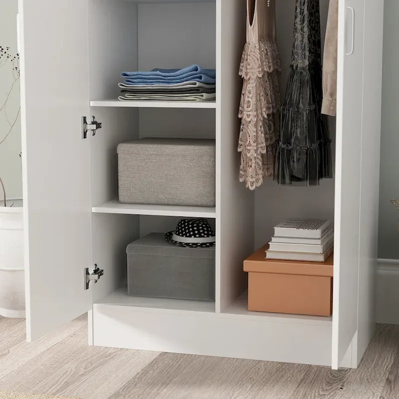 2-türiger Kleiderschrank, freistehender Schlafzimmerschrank mit Kleiderstange