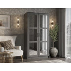 100 % Massivholz Urbaner Kleiderschrank mit 2 Türen, mit Massivholz- und Spiegeltüren