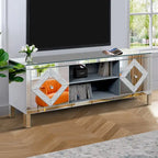 59-Zoll-TV-Ständer mit rautenförmigen Spiegeltüren und Stauraum für Fernseher bis zu 65 Zoll