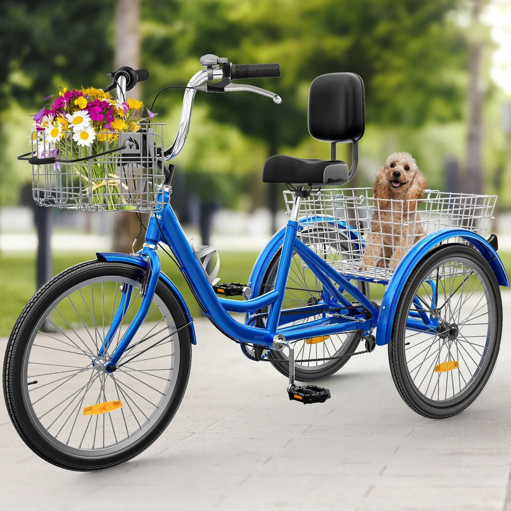 26 Zoll Erwachsenen Dreirad 3-Rad-Fahrrad 7-Gang Dreirad-Fahrrad