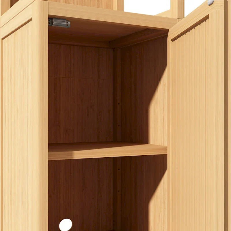 52 Hochschrank Bad in Natur mit 1 Tür und offenem Regal