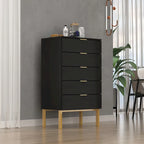 5 Schubladen Kommode Nachttisch Aufbewahrungsschrank 60cm B Weiß/Schwarz