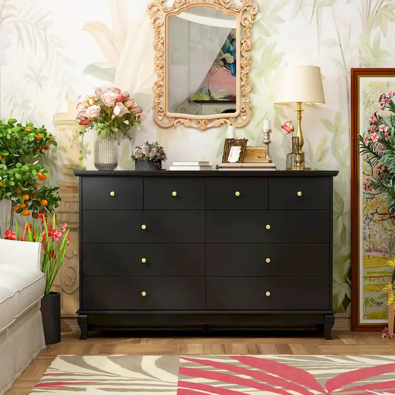 55.1W Lackkommode, lange Kommode für das Schlafzimmer, Schubladenkommode